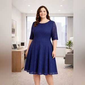 Danny & Nicole Navy Lace A-Line Dress Size 18 • Business/Cocktail